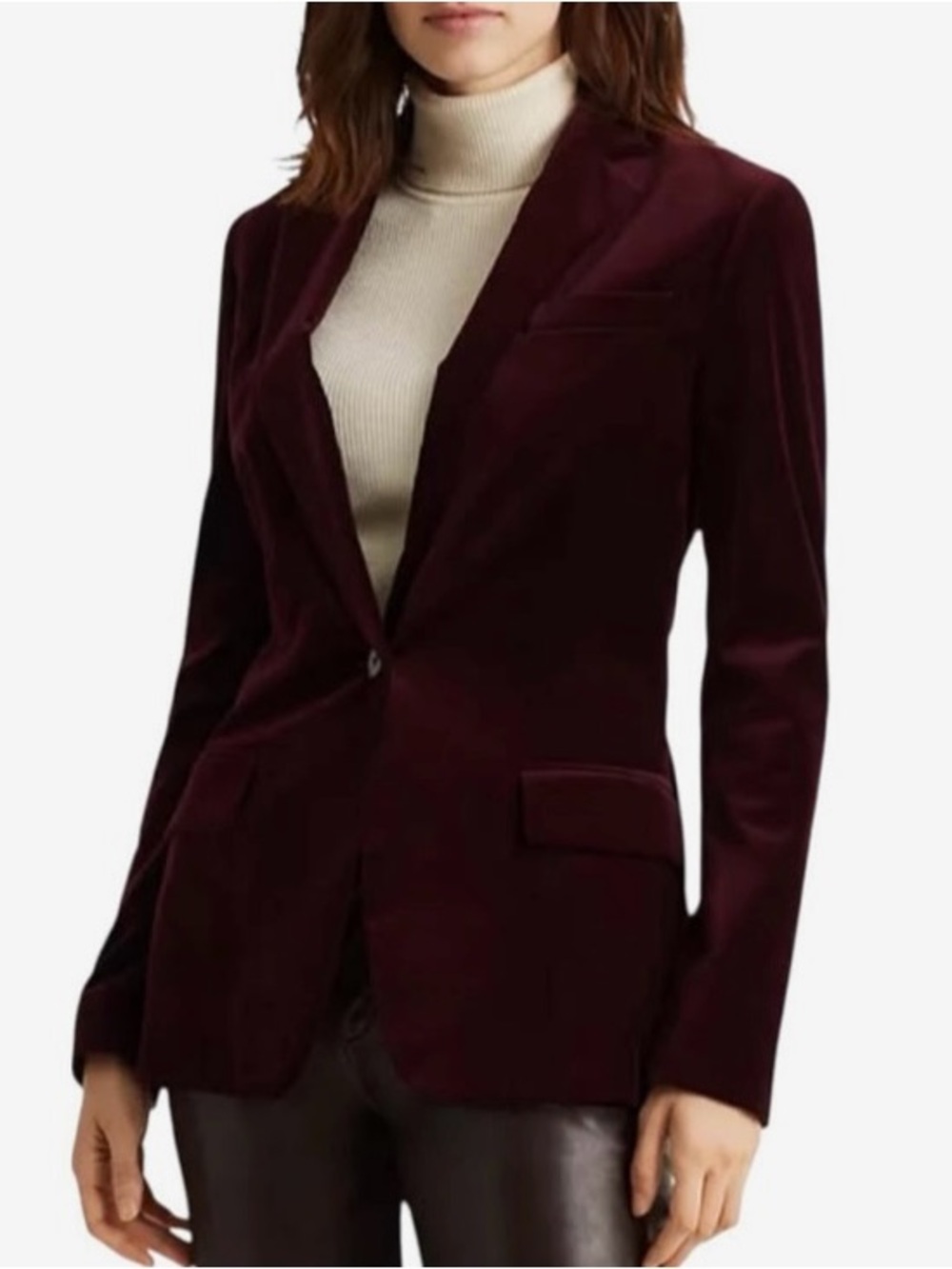 Ralph Lauren Velvet Blazer- Burgundy
